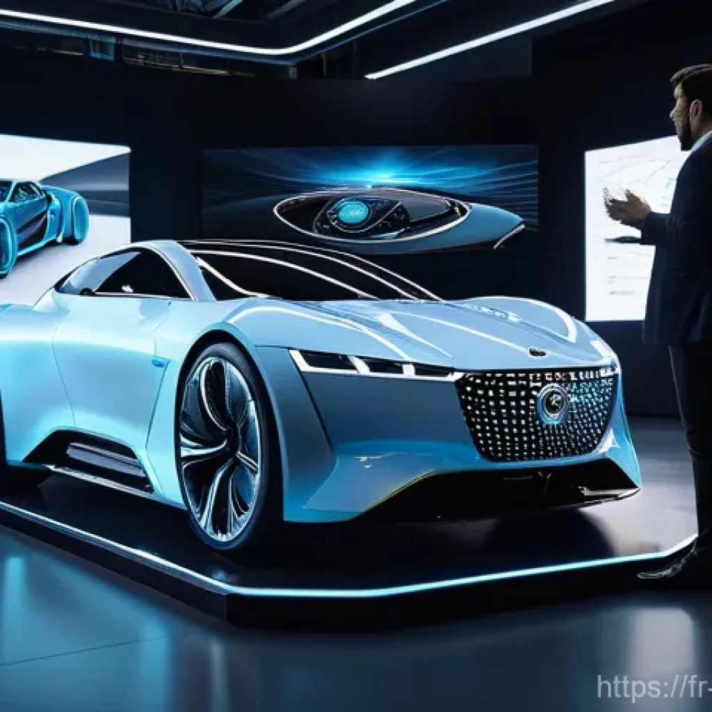 기계공학 자동차모델링 - **Prompt:** A highly detailed shot of a modern automotive design studio. In the foreground, a profes...