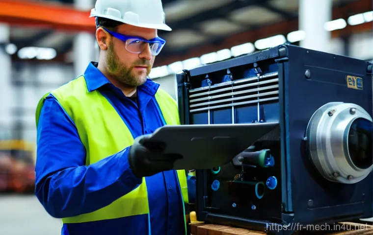 기계공학 열화상카메라 - **Prompt:** "A professional industrial maintenance technician, wearing a clean, dark blue uniform wi...