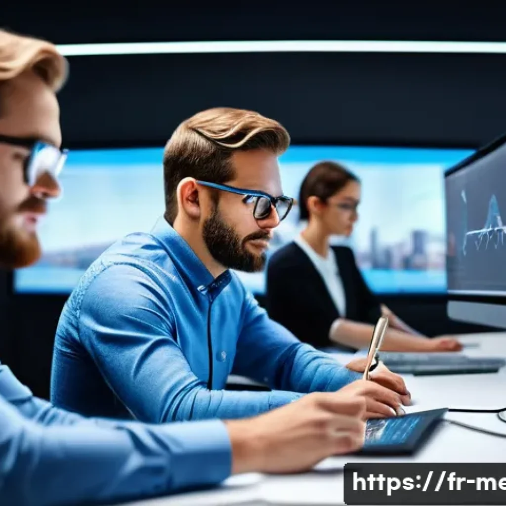 기계공학 컴퓨터응용설계 - A high-tech engineering office scene showcasing a diverse team of mechanical engineers collaborating...