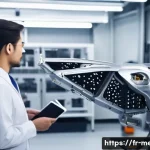 기계공학 지능형재료 - A high-tech aerospace laboratory scene featuring engineers working with nickel-titanium shape memory...