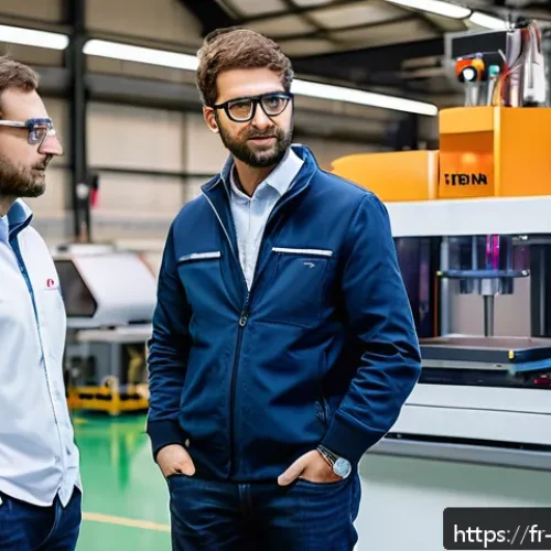 기계공학 3D프린팅기술 - A high-tech industrial workshop showcasing advanced 3D printing technology producing lightweight tit...